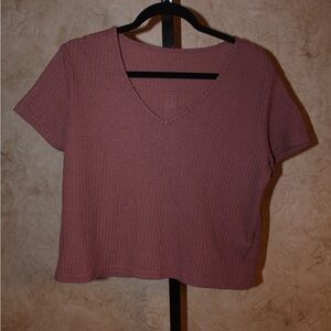 Women's V-Neck Short Sleeve Top - Mauve